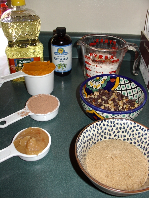 Magically Appearing Chocolate Pumpkin Muffin Ingredients