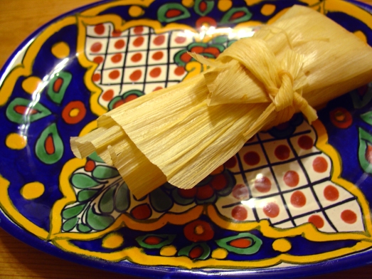 Wrapped Red-Chile Seitan Tamale.