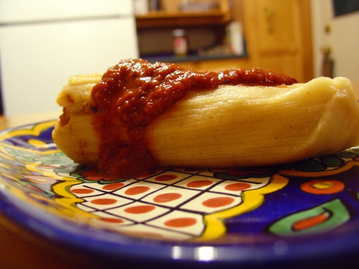 Perfect Red-Chile Seitan Tamale, angle two.